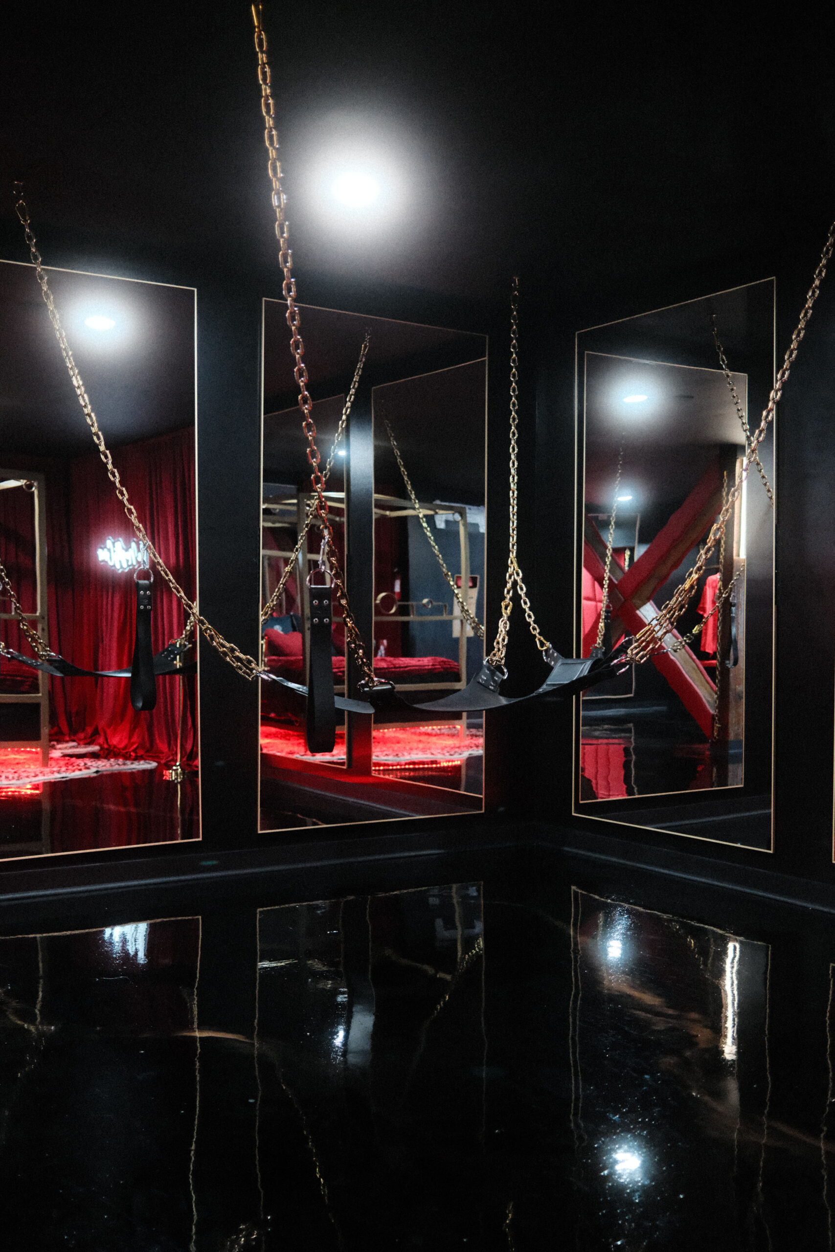Suspended Red Room swing
